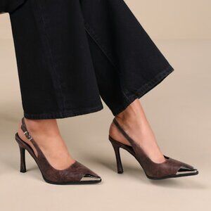 Lulus Karenna Brown Pointed-toe Slingback Pumps - Size 9
